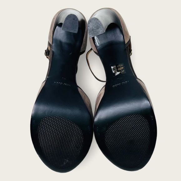 Pañella Grey & Tan T-Strap Retro 70s Platform Heels Size 40/9 - Picture 9 of 12